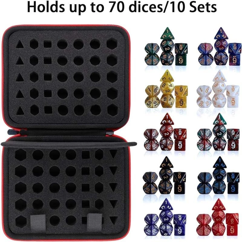 New Portable EVA70-hole Dice Bag with Partition Is Suitable for The Dungeons & Dragons RPG Board Game Dice Set Hot Dnd Tray