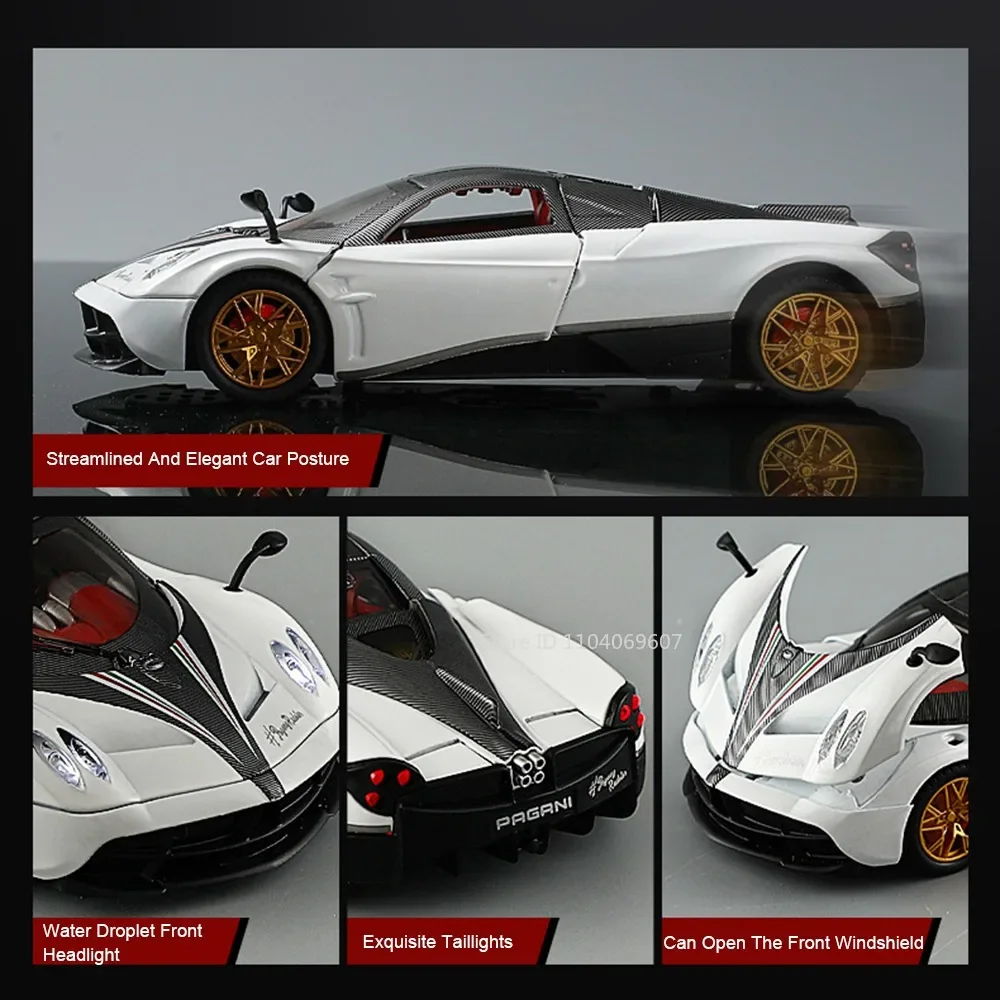 1:24 Pagani Huayra modelo de coches deportivos de juguete aleación Diecast Zonda HP supercares sonido luz puertas abiertas tirar hacia atrás coche juguetes niños regalos