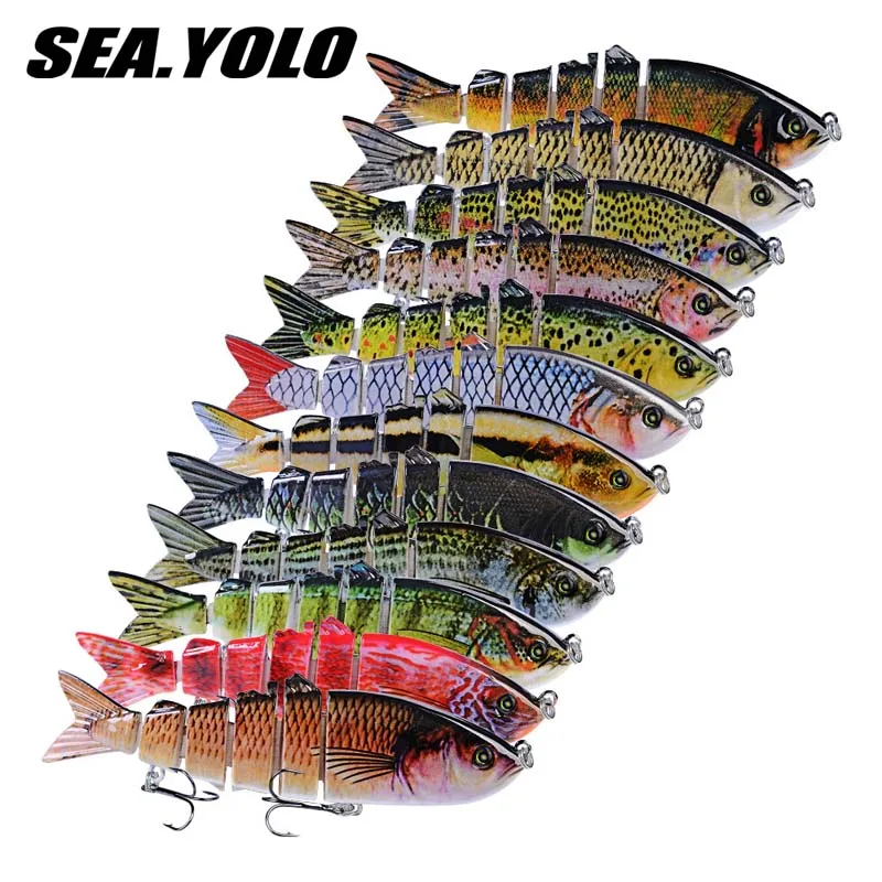 

Sea. Yolo Lure Bait Plastic Swimbait Hard Bait 6-section Treble Hook Biomimetic Bait Fishing Accessories