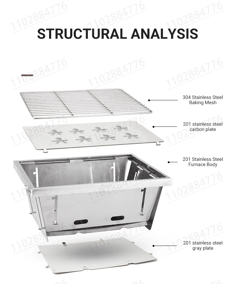 IGT Folding Table Portable Barbecue Road Trip Camping Picnic Module Table Grill IGT Portable Stainless Steel Carbon Grill