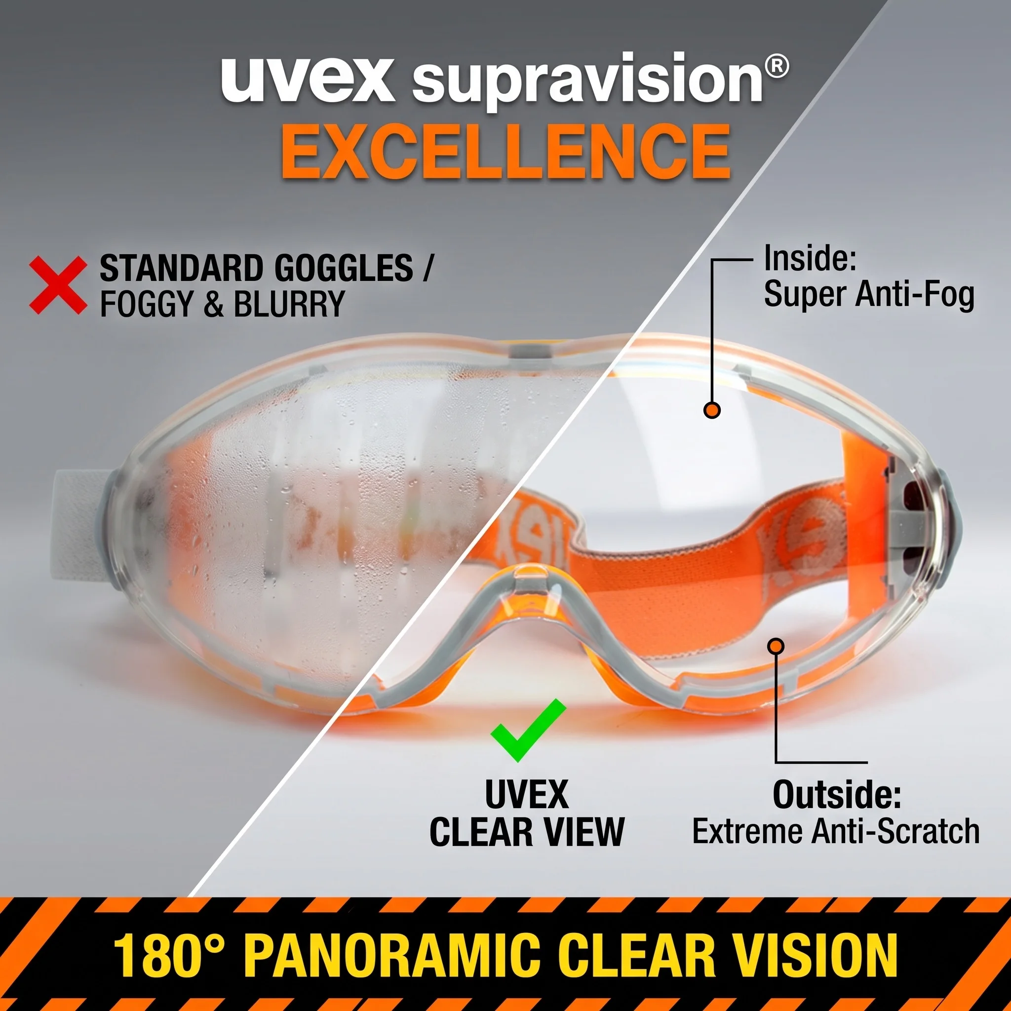 UVEX Anti Fog Safety Goggles Scratch Resistant Impact Protective Eyewear Clear Work Glasses Lentes De Seguridad Industrial