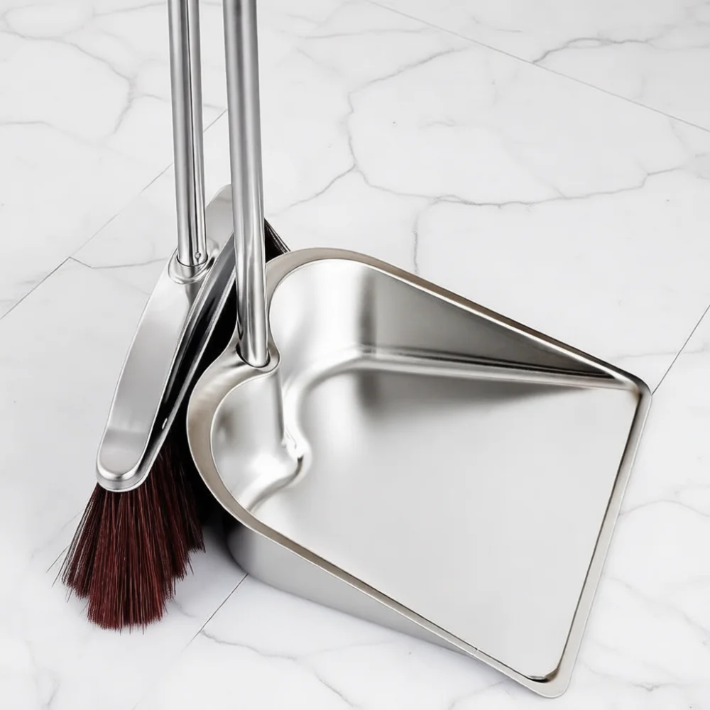 Stainless Steel Broom Dustpan Set Heavy Duty Household Floor Sweeper Anti Rust Durable Cleaning Shovel Efficient Design