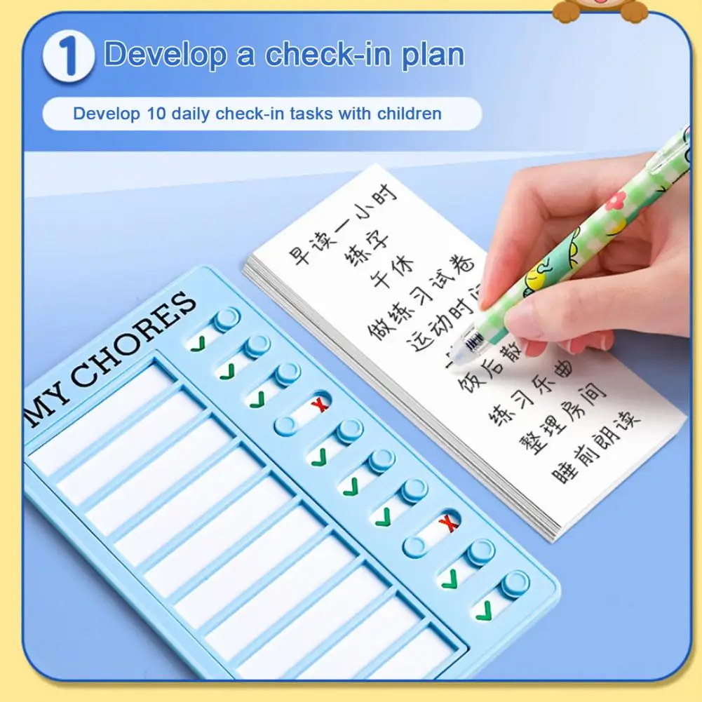 Self-discipline Board Kids Adult Self-discipline Time Clock with 100 Task Tracker Cards Double-sided Task Sheets for Effective