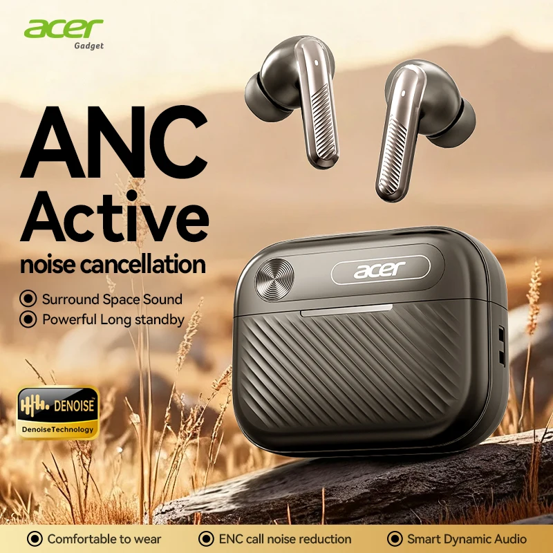 سماعات رأس بلوتوث لاسلكية داخل الأذن من Acer Ohr644 Anc للحد من الضوضاء، تأثير صوت بانورامي مريح يرتدي عمر بطارية طويل مخصص للرياضة والجري متوافق مع الهواتف المحمولة والأجهزة اللوحية #1