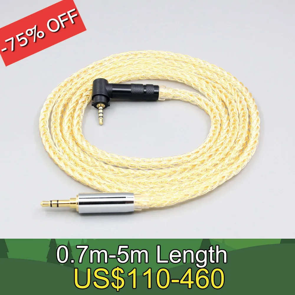 8 Core 99% 7n Pure Silver 24k Gold Plated Earphone Cable For Fostex T50RP 50TH Anniversary RP Stereo Headphone LN008487