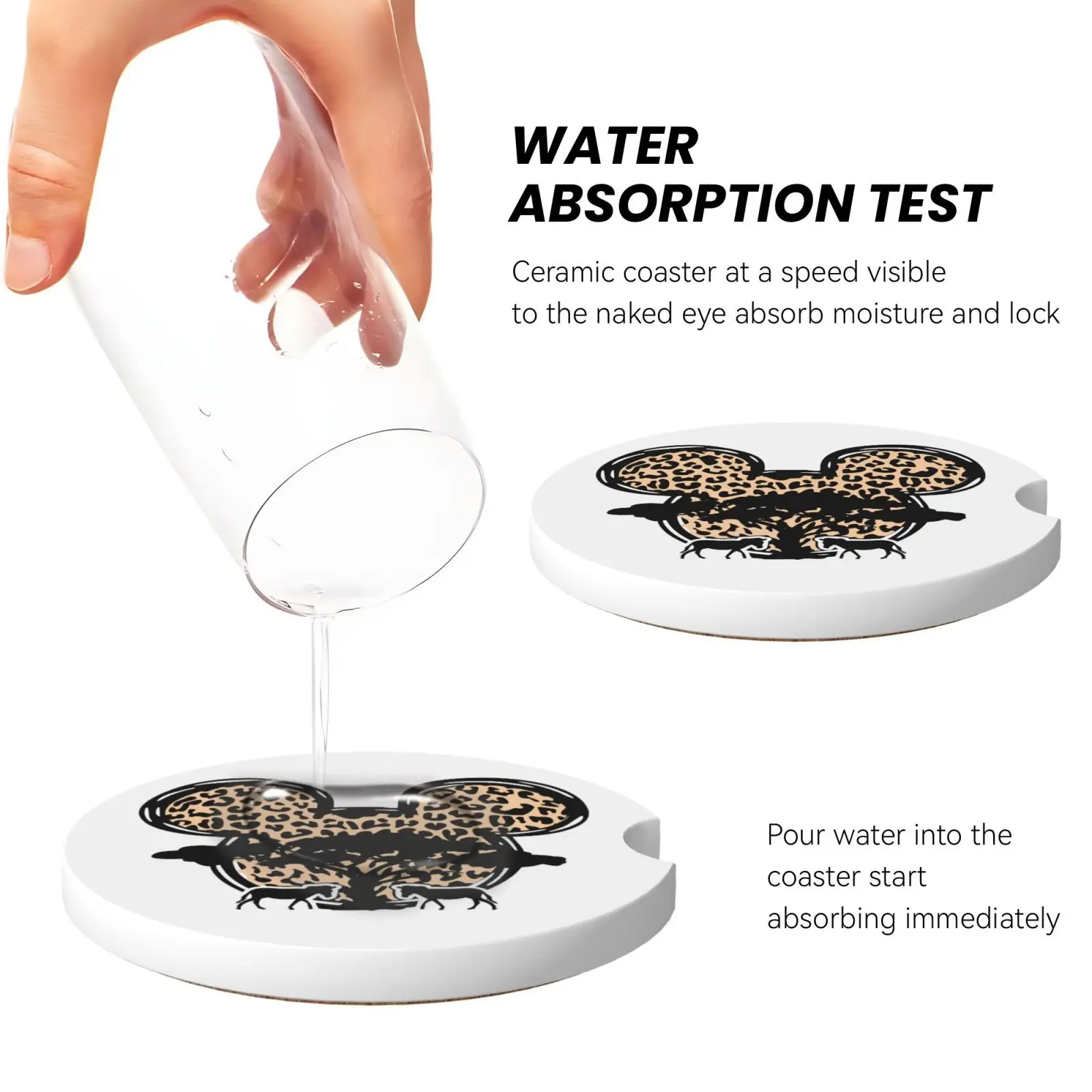 Ceramic Coasters Car Auto Cup Mats Anti-Slip Pad Cup Mat Auto Cup Holder Insert Coaster With Finger Groove