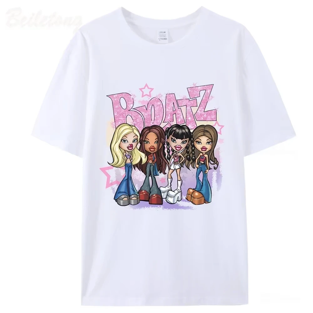

T Shirt Women 2000 Cartoon Print Harajuku Pink Tops 2024 Summer Girls Fashion Short Sleeved Aesthetic Unisex Tees