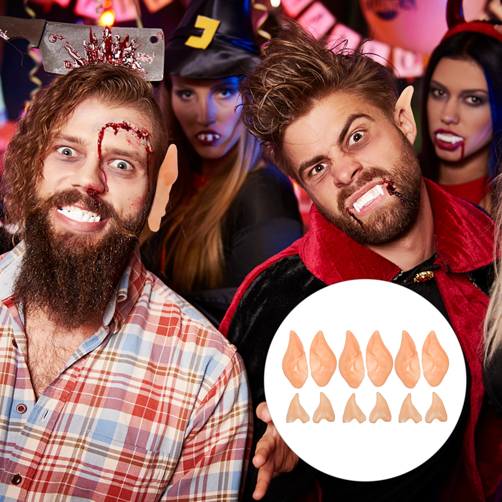 อุปกรณ์ประกอบฉากหูเอลฟ์ อุปกรณ์เสริมหูปลอม อุปกรณ์ตกแต่งฮาโลวีน คอสเพลย์ นางฟ้าพิกซี่ เครื่องแต่งกายเทียม