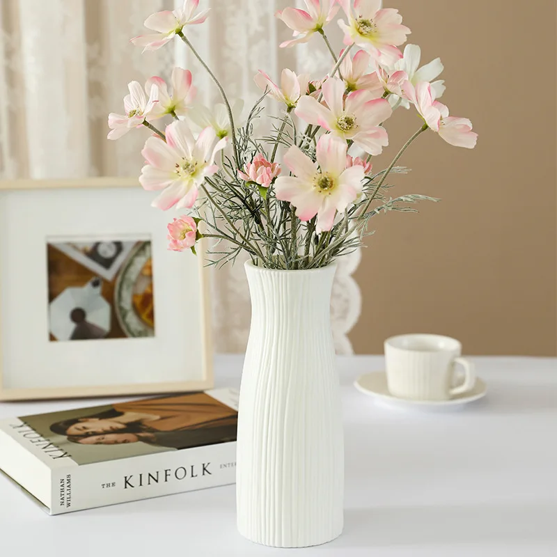 1Pc Moderne Blume Vase Weiß Kunststoff Korb Nordic Hause Wohnzimmer Dekoration Ornament Blume Anordnung