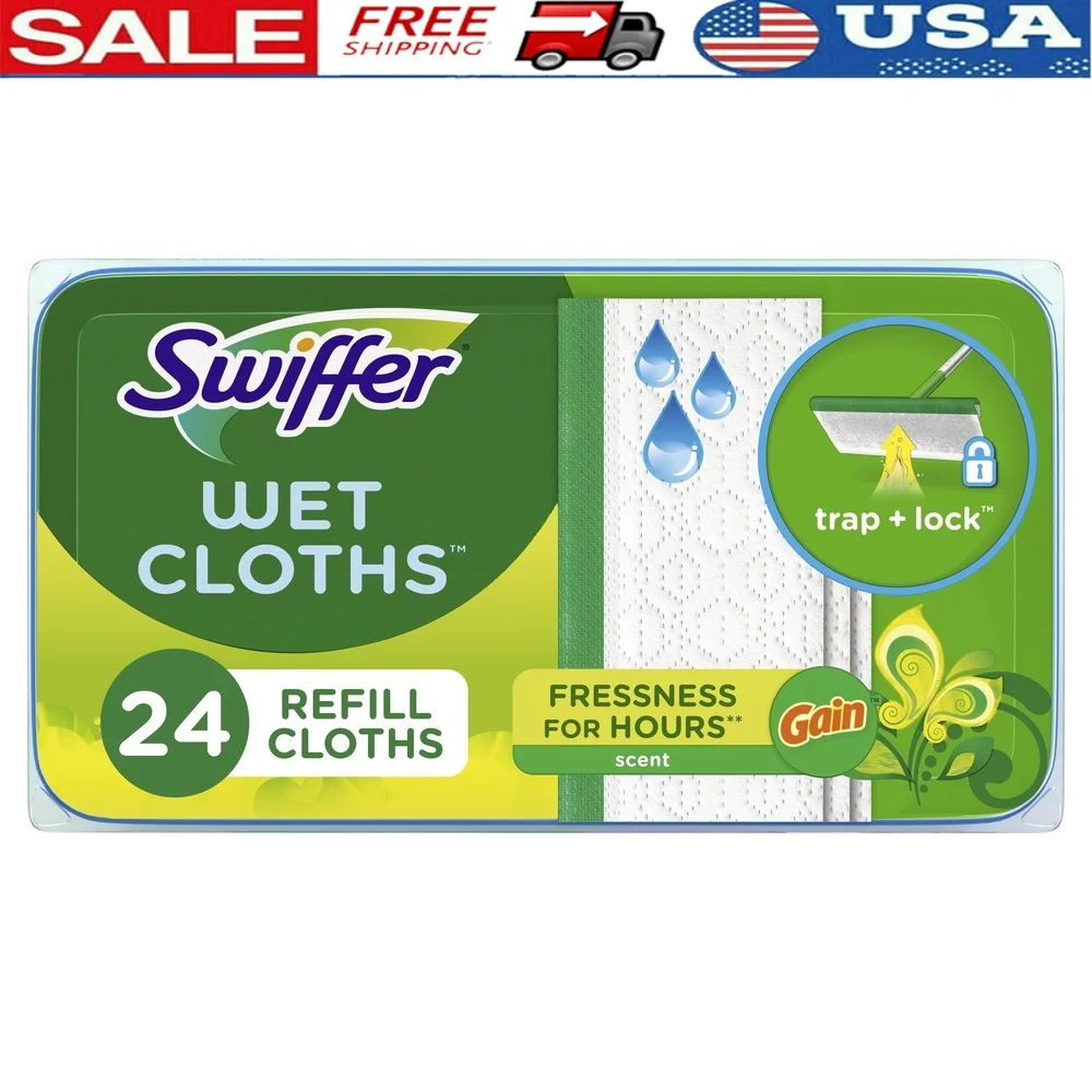

Wet Mop Refill Pads 24 Count Cloth Floor Cleaner with Absorb Lock Strip and Scrubbing Strip Household Use