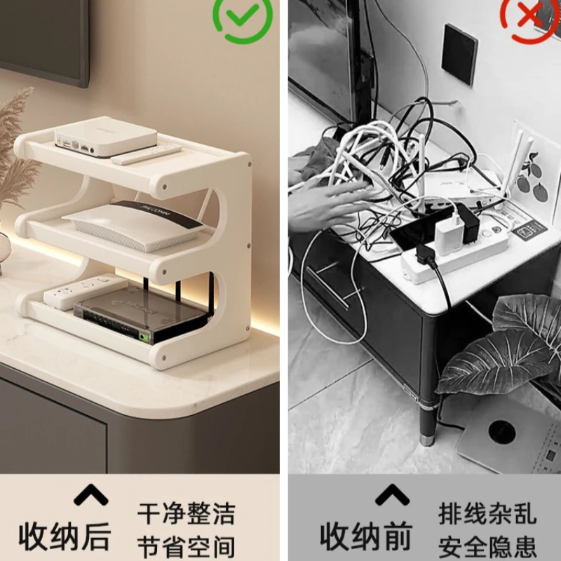 Desktop WiFi Router Holder TV Set‑Top Box Storage Shelf Home Living Room Organizer Box for WiFi Remote Control Countertop Rack