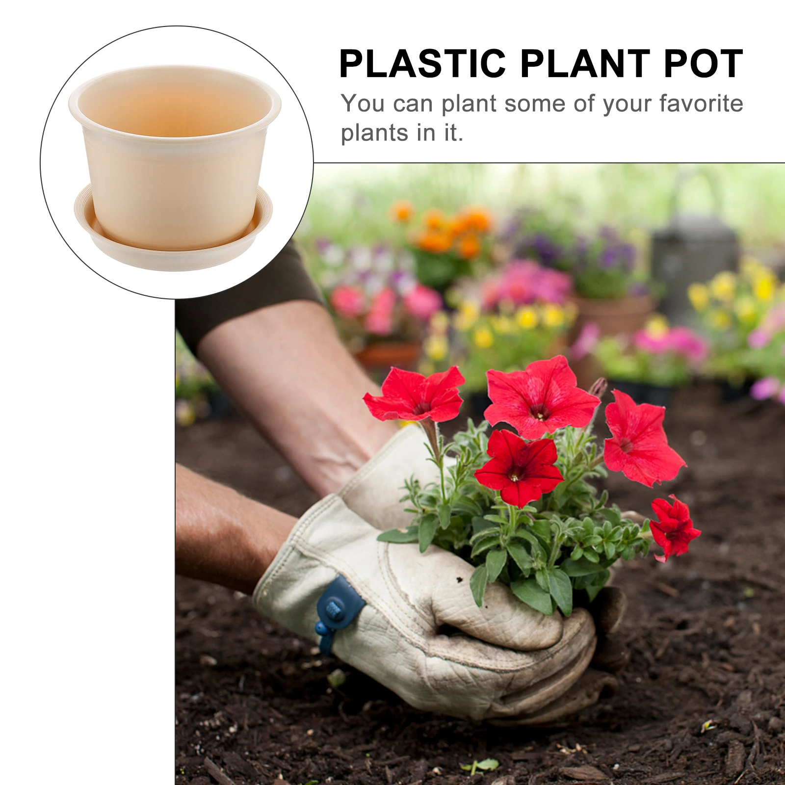 

Plastic Flower Pot Garden Planter For Indoor Outdoor Planting Succulent Cactus Herb Round Sturdy Durable Environmentally