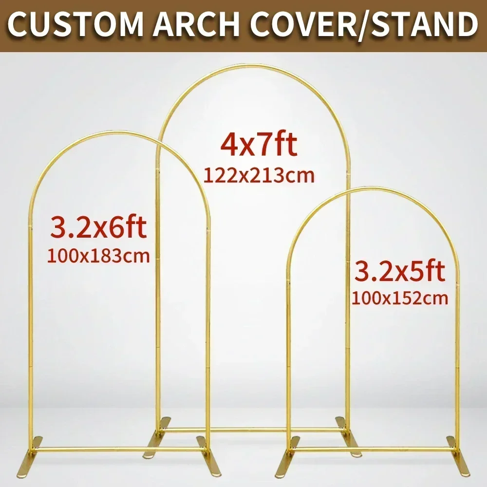 

Golden Arch Backdrop Stand Customized Double Sided Printing Cover for wedding Birthday Baby Shower Balloon Arch party decor