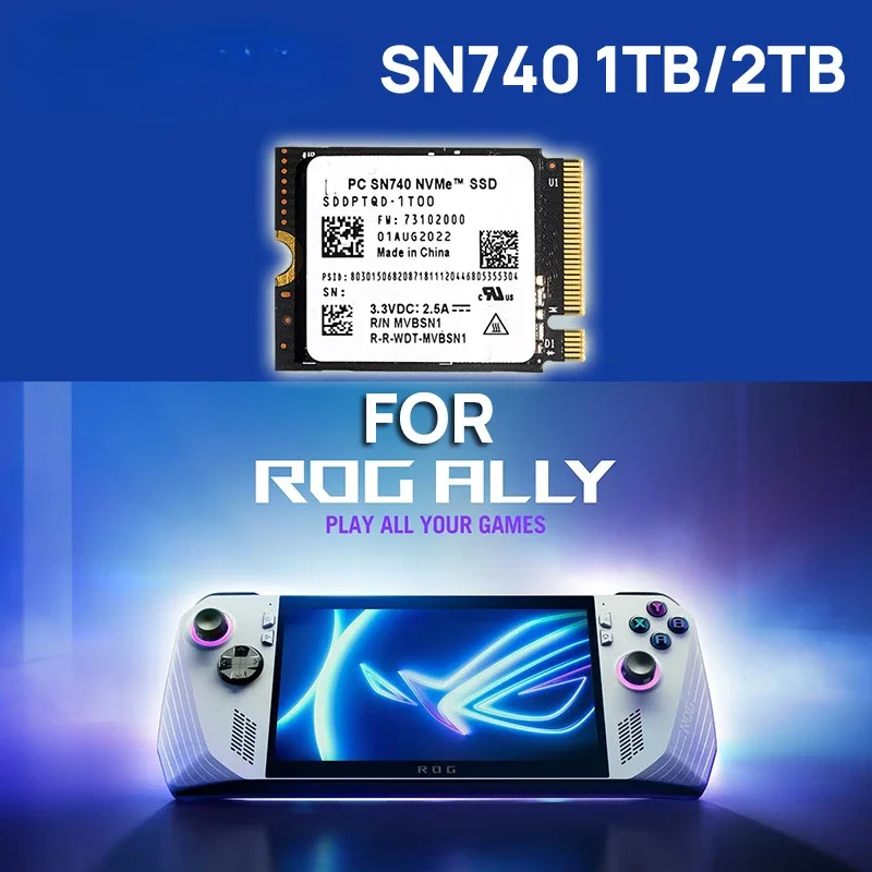 

Western SSD SN740 1TB 2TB NVMe PCIe 4.0X4 Read 5150MB/s 2230 M.2 for Rog Ally Steam Deck Laptop Tablet GPD Surface