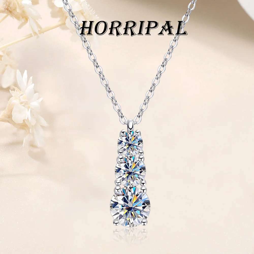 

HORRIPAL D VVS1 1.8CT Moissanite Pendant Necklace for Women with GRA 925 Sterling Sliver Sparkling Jewelry for Wedding Reception