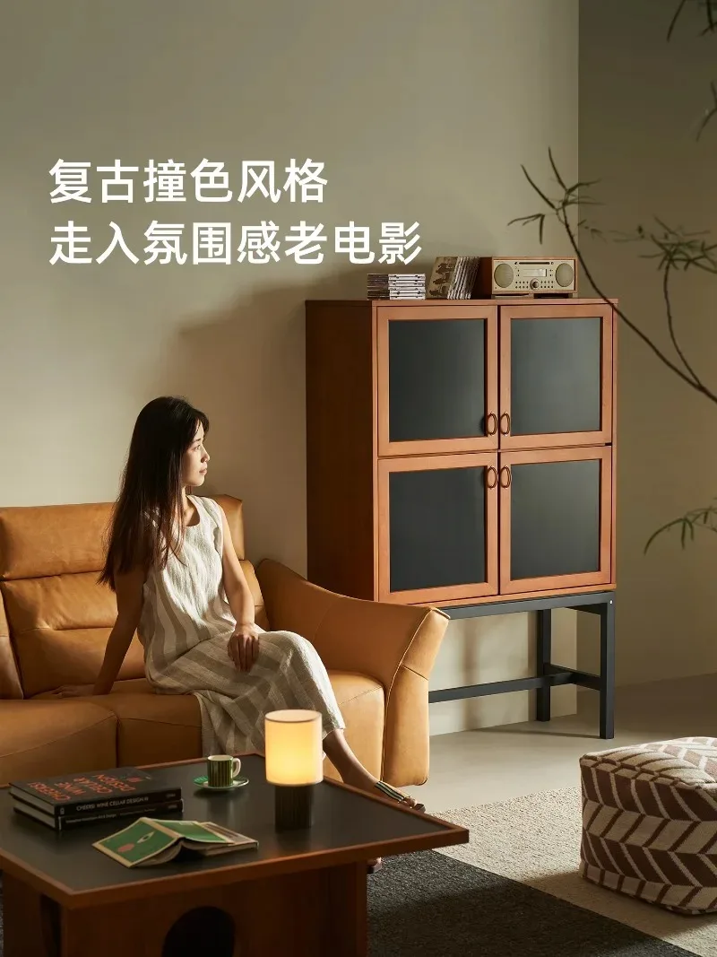 سحابة جناح خزانة جانبية الفرنسية الرجعية خشب متين تخزين بسيط المنزلية القرون الوسطى تخزين اللون مطابقة خزانة Z #2