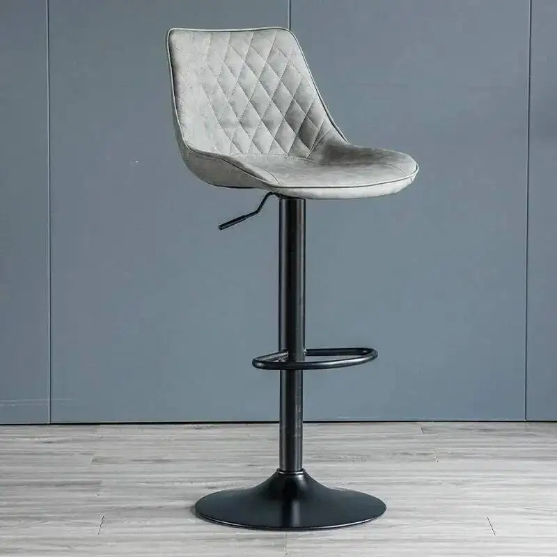 Silla con base de disco, cojines impermeables, base de barra reforzada, silla de barra elevadora para maquillaje, silla giratoria beige para mostrador, muebles de restaurante