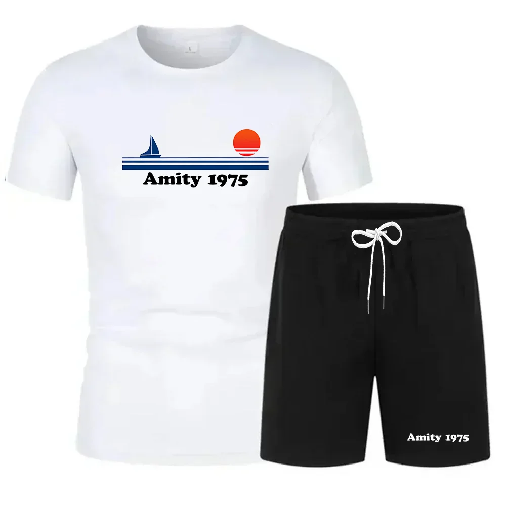 

Summer men's fashion retro printed T-shirt, men's creative and comfortable T-shirt, T-shirt, breathable T-shirt, capri pants, tw