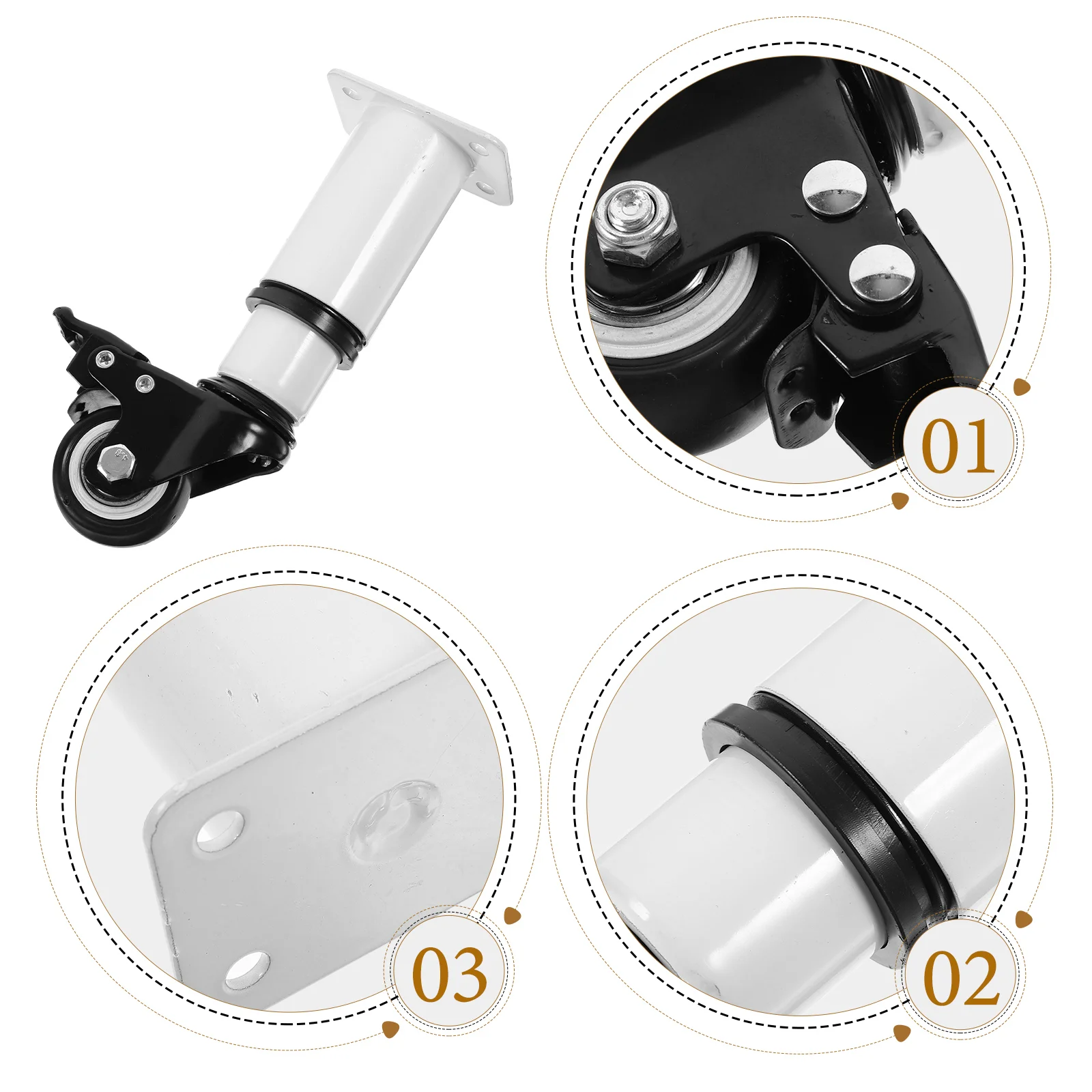 4 Pcs Adjustable Furniture Legs Metal for Coffee Bedstead Cabinet Cold Rolled Steel Dresser Desk Office Caster Wheels