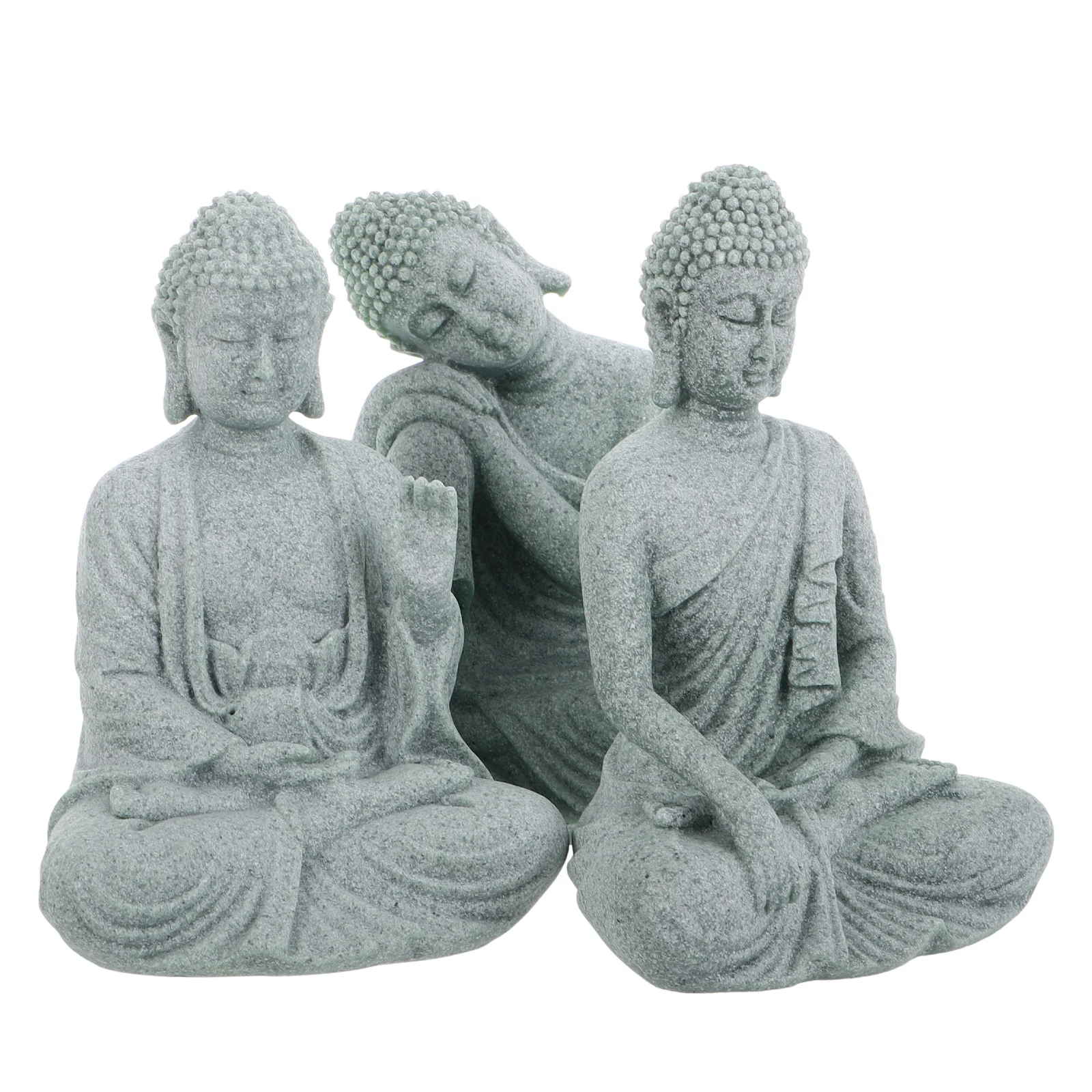 

3Pcs Buddha Statue Miniature Serene Sitting Stone Sculpture for Office Desktop Yoga Room Home Decor Sandstone Ornament