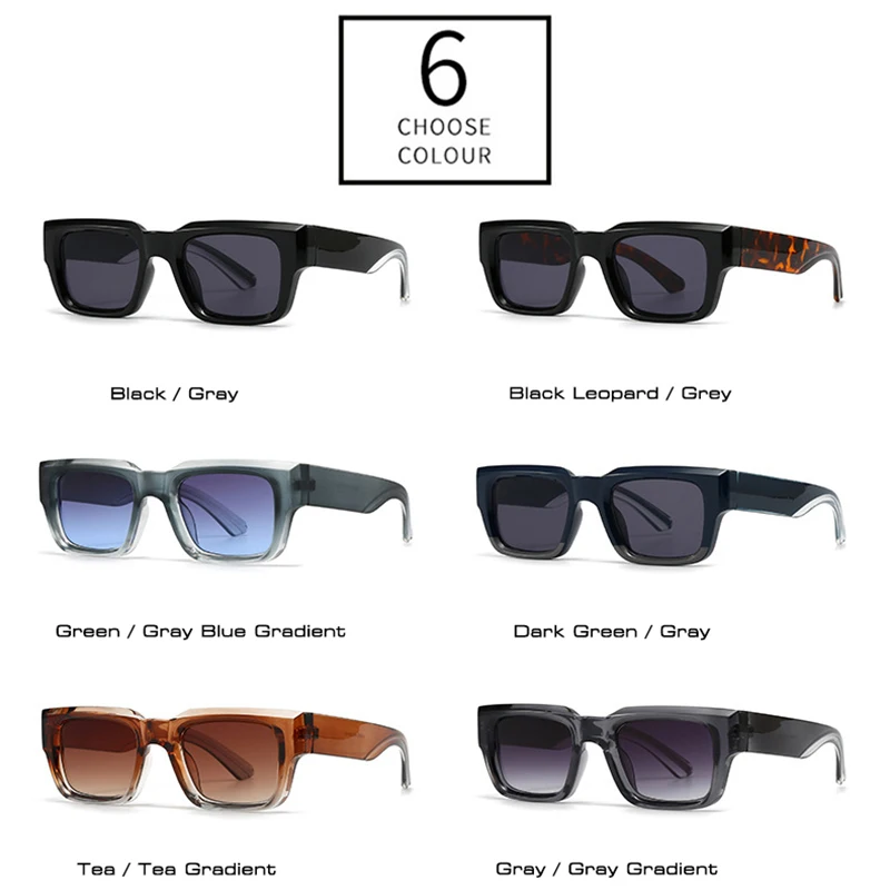 SO&EI Fashion Square Gradient Sunglasses Men Punk Wide Legs Eyewear Shades UV400 Retro Brand Designer Women Sun Glasses
