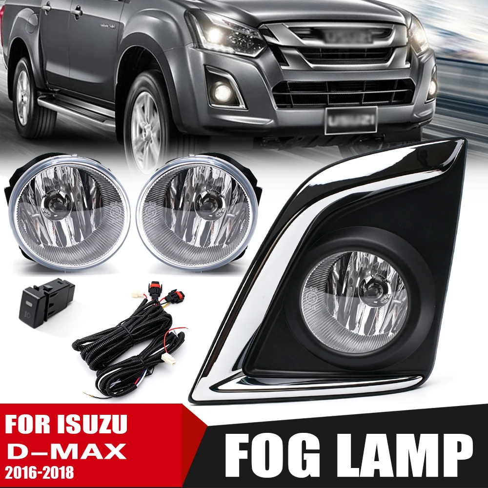 Front Bumper Fog Lamp Upgrade Kit FOR ISUZU D-MAX 2016 2017 2018 DMAX Version Additional Foglight Set Switch + Wirin
