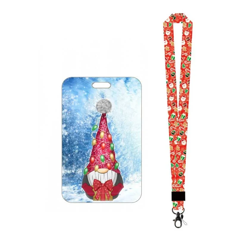 Weihnachten Gnome Kartenhalter Lanyard Schlüsselanhänger Yule Tür Kartenetui Umhängeband Chrimbo ID Ausweishalter Schlüsselzubehör – Detail 23