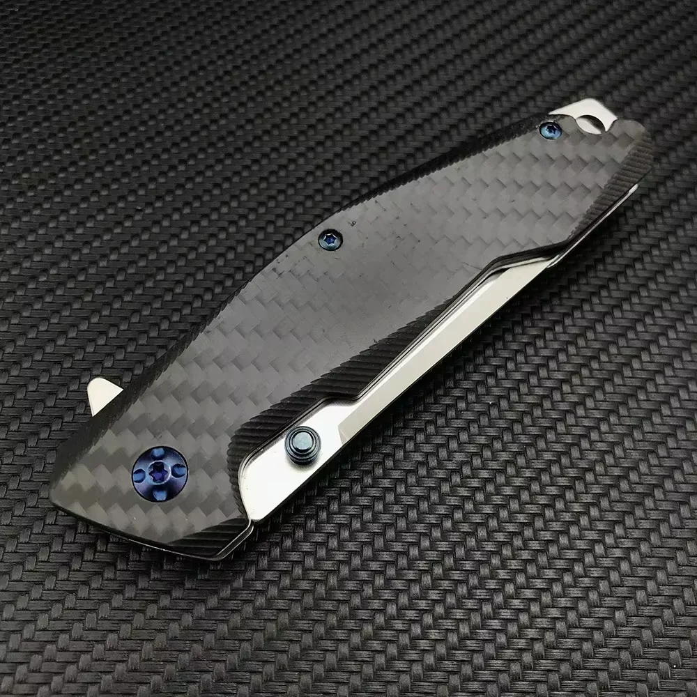 

59HRC Outdoor Survival EDC Folding Knife 7CR13MOV Steel Carbon Fiber Handle Pocket Tactical Utility Camping Jackknife Toolsgift