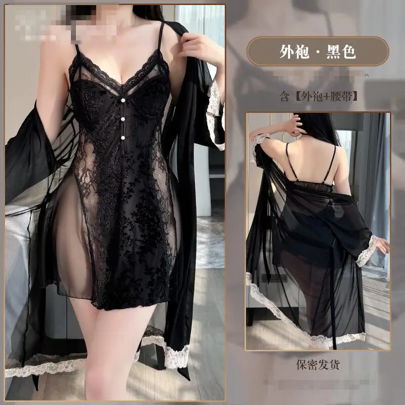 

Kawaii новая сексуальная прозрачная ночная рубашка на подтяжках для девочек, женская милая сетчатая куртка в стиле аниме, пижамный костюм, домашняя одежда Pure Desire