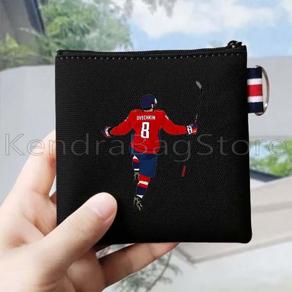 أليكس أوفيتشكين الهوكي سبورتر عاشق مروحة هدية قماش محفظة نسائية للعملات المعدنية حقيبة مربعة صغيرة مفتاح تخزين بطاقة أكياس الكرتون محفظة سستة الحقيبة