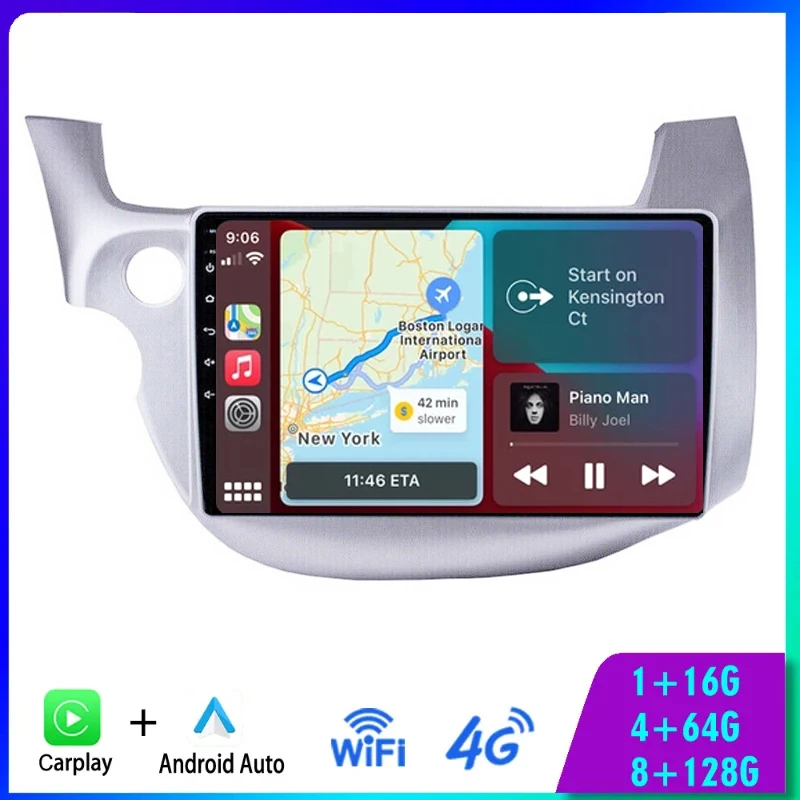 

2DIN 10-дюймовая автомобильная магнитола для Honda Fit Jazz 2007-2014, 2DIN Android 16, Carplay, мультимедийный видеоплеер, навигация GPS, головное устройство