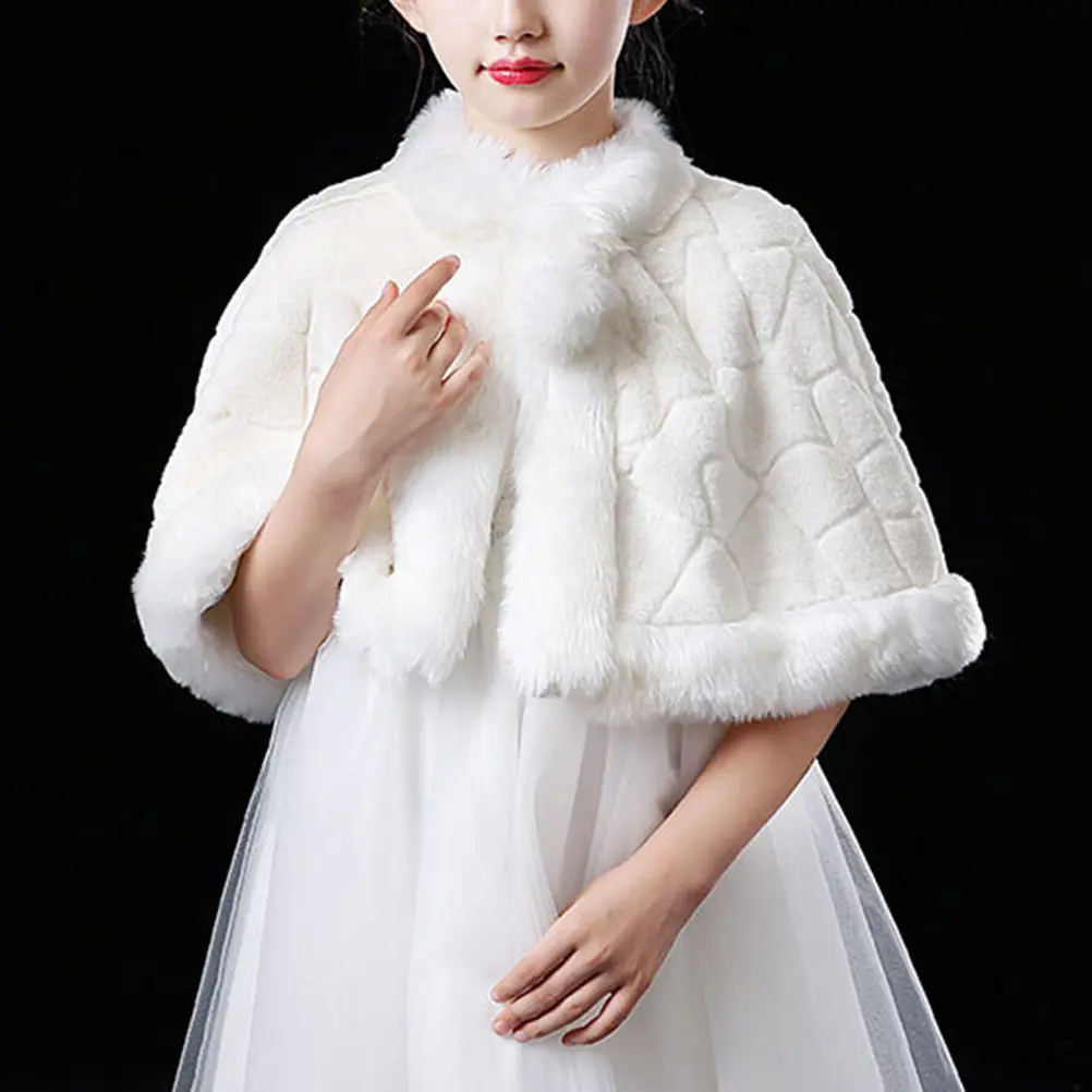 

Children Shawl Winter Tippet High Quality Fiber Material Warm Stylish Elegant Design Wedding Party Prom Photo Prop White L