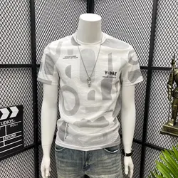 Hot Sale Men's T-Shirt Summer Short Sleeve Top Korean Graffiti Letters Shirt Tees O-Neck Oversized Clothing Loose for Men New
