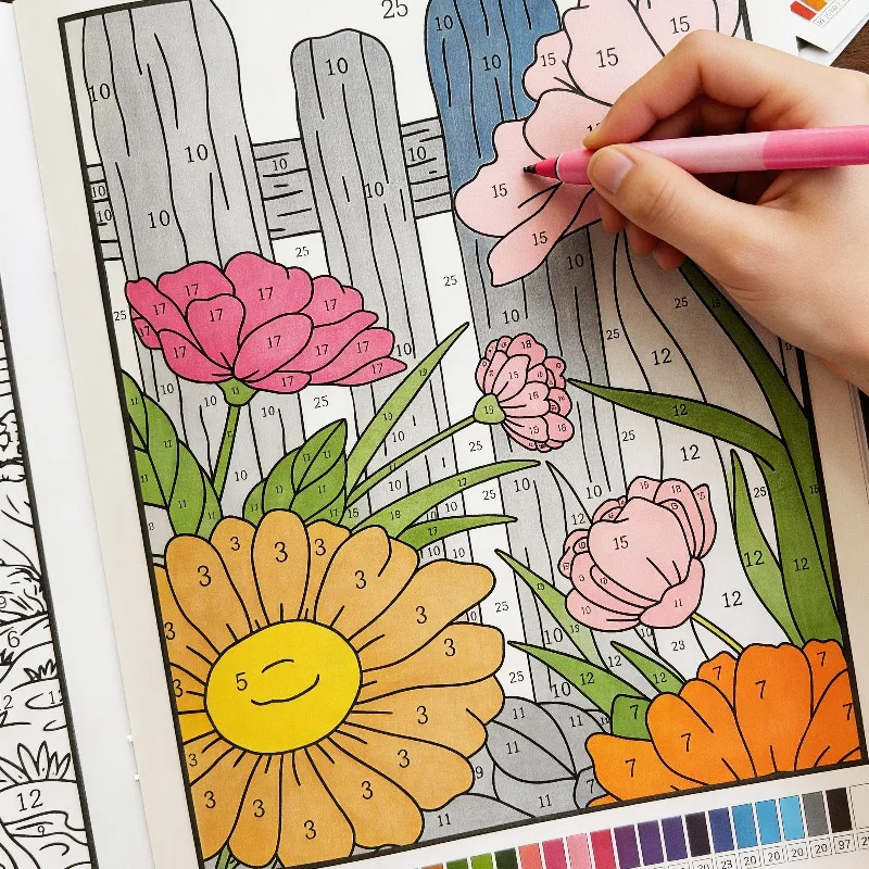 Adult Animal/plant Coloring Stress Relief Coloring Book Complete Coloring By Corresponding Number Promptshigh-definition Paper
