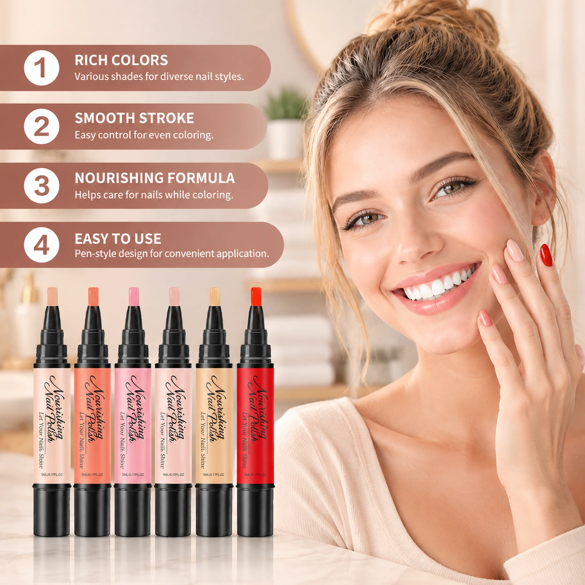 Nourishing Nail Polish Quick Drying Long Lasting Smooth Color Application Easy For Beginner Gentle On Nails Portable Pen Design