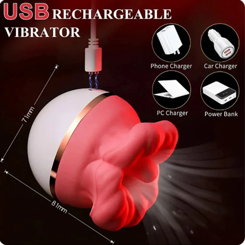 Red lip rose silicone vibrator, vaginal tongue licking, masturbation, Clitoris stimulator, G-spot massager, female adult sex toy