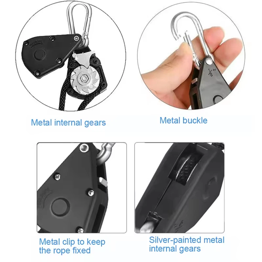 1/2/6/10pcs Awning Wind Rope 7.8 Inch Adjustable Lanyard Hanging for Tent Fan Grow Plant Lamp Pulley Ropes Pulley Lifting Pulley