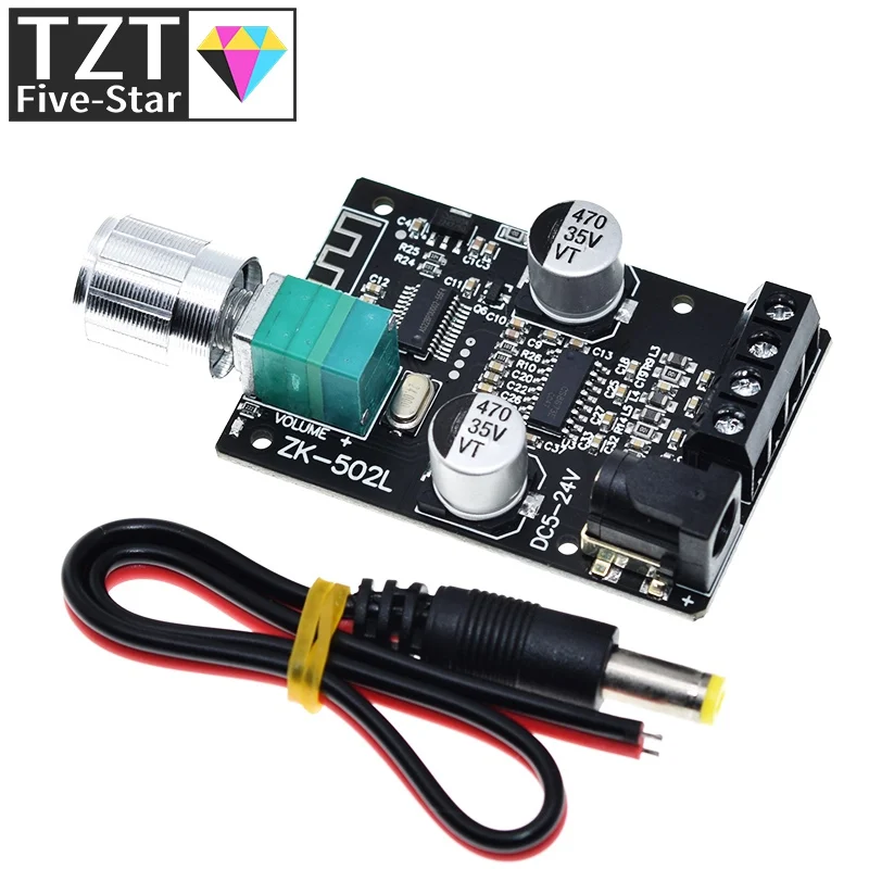 1/3PCS ZK-502L MINI Bluetooth 5.0 DC 5-24V Amplificateur de puissance numérique audio sans fil Stéréo 50Wx2 Amplificateur Bluetooth Amplificador