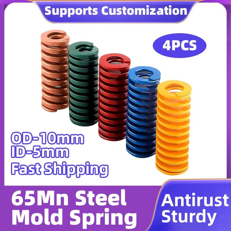 

Creamily 4PCS Die Springs Compression Springs Extrusion Springs Spiral Stamping Mould Spring OD 10mm ID 5mm Length 20mm-300mm