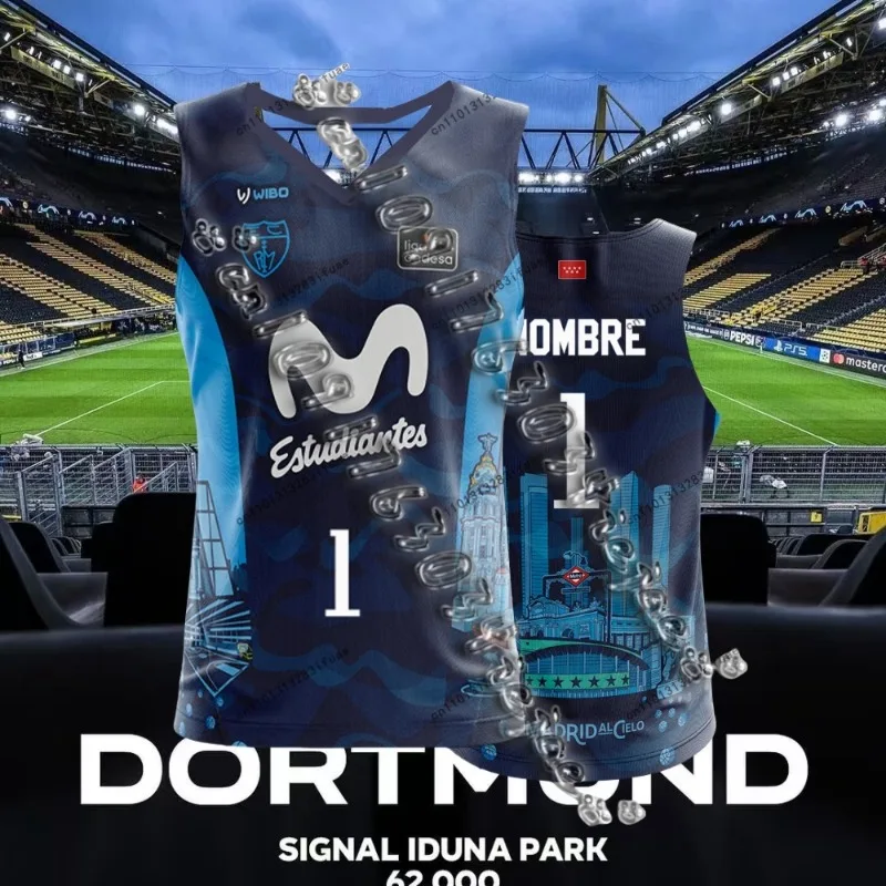 

MOTO 25-26 Club Estudiantes de Baloncesto Новые поступления Испания Баскетбольные майки с 3D принтом Футболки унисекс для взрослых и детей на дому