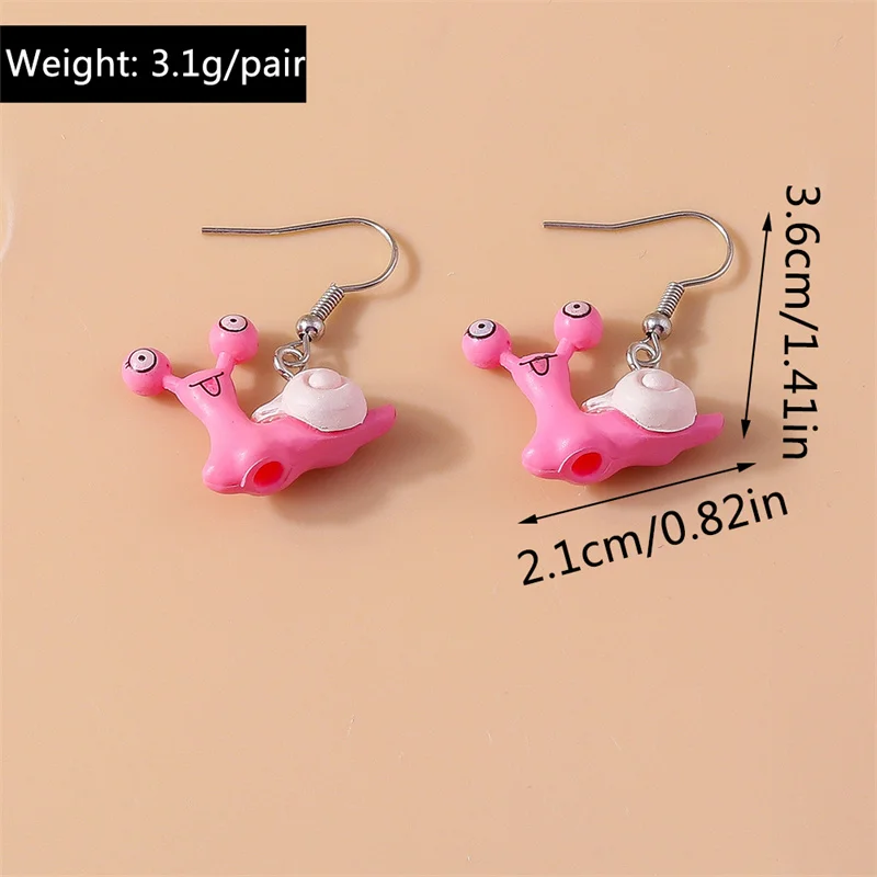 Aihua لطيف الكرتون ثلاثية الأبعاد الحلزون ديناصور أقراط Kawaii الحيوان أقراط قلادة للنساء الفتيات الاطفال هدايا عيد ميلاد مجوهرات