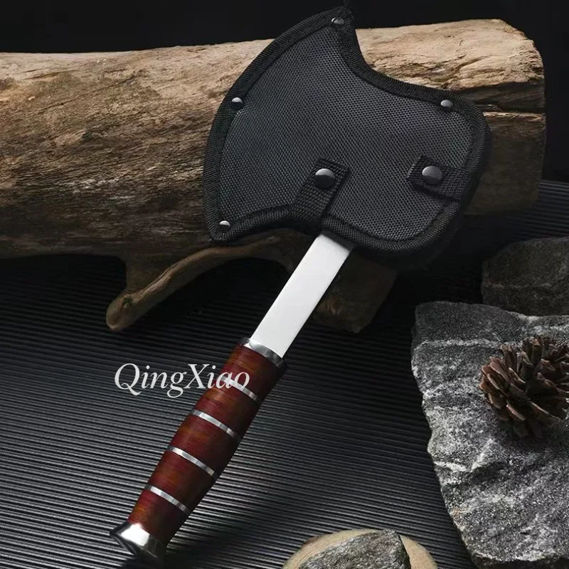 High Hardness Manganese Steel Hand Axe For Camping Wood Cutting Firewood Splitting Window Breaking Fire Rescue Gear