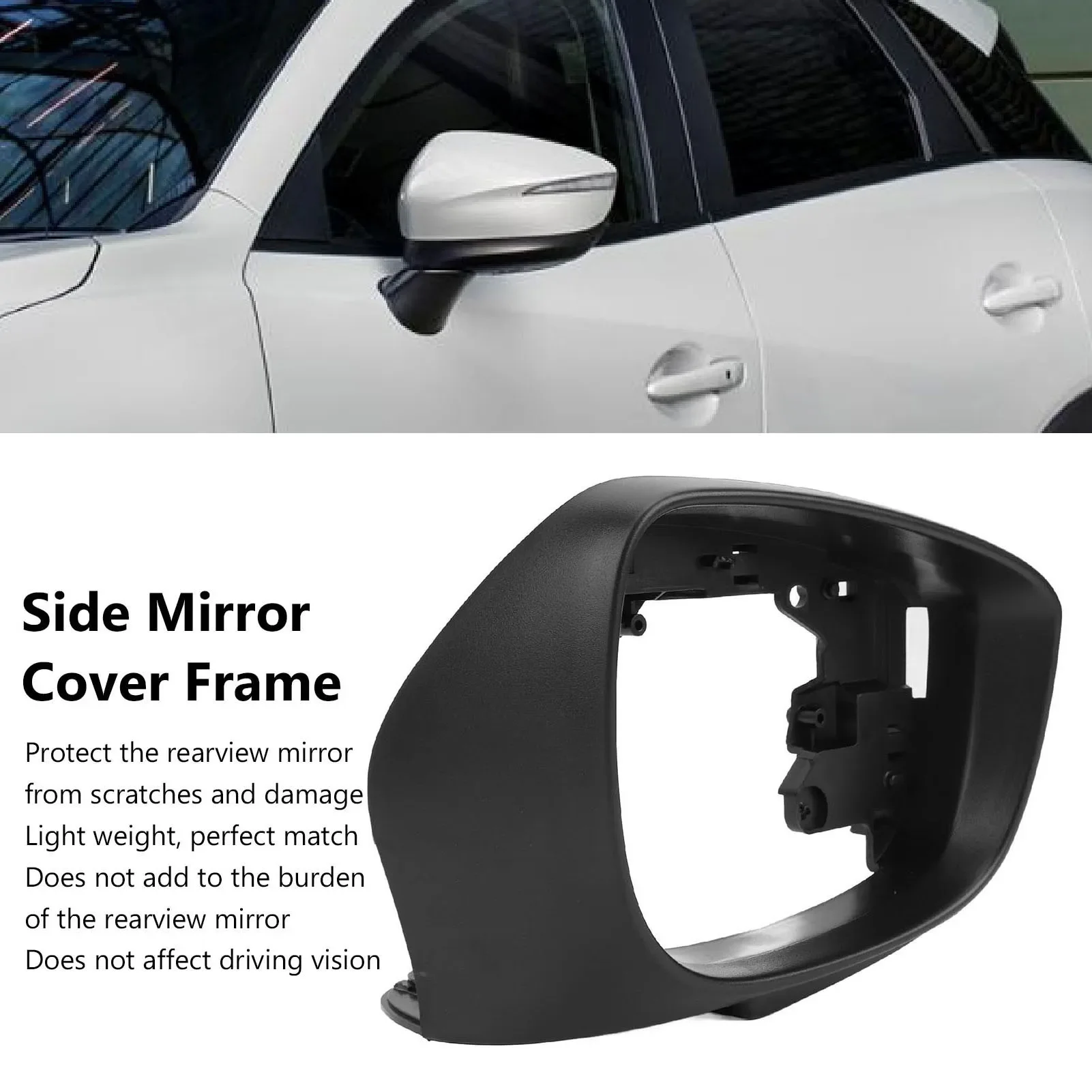 

Side Mirror Cover Frame Black Decorative Door Side Wing Rearview Mirror Frame Replacement For Mazda CX‑3 CX5 Left