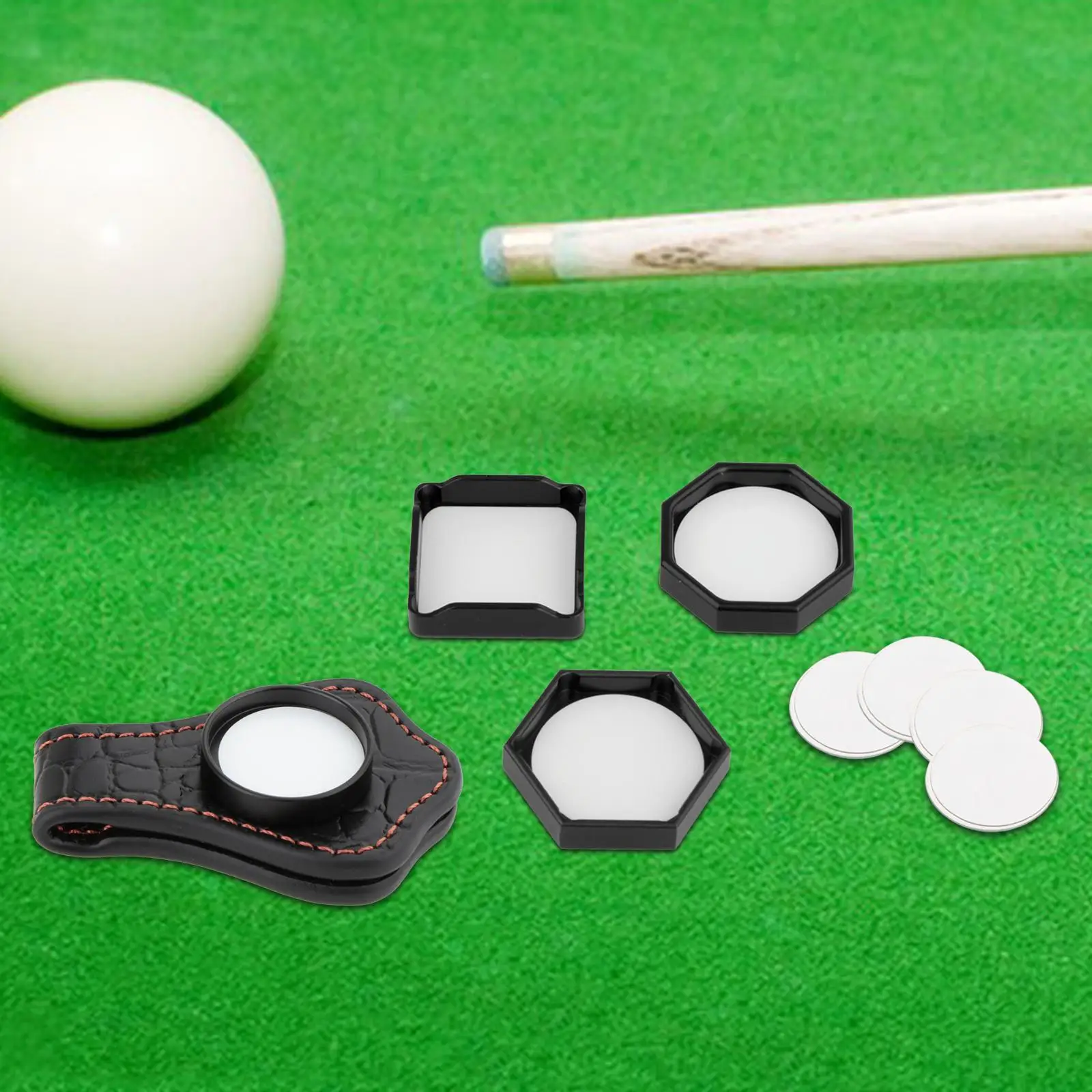 

Pool Chalk Holder Snooker Sports Accessory Professional Circle, Hexagon, Octagonal, and Square Included Billiard Chalk Holder