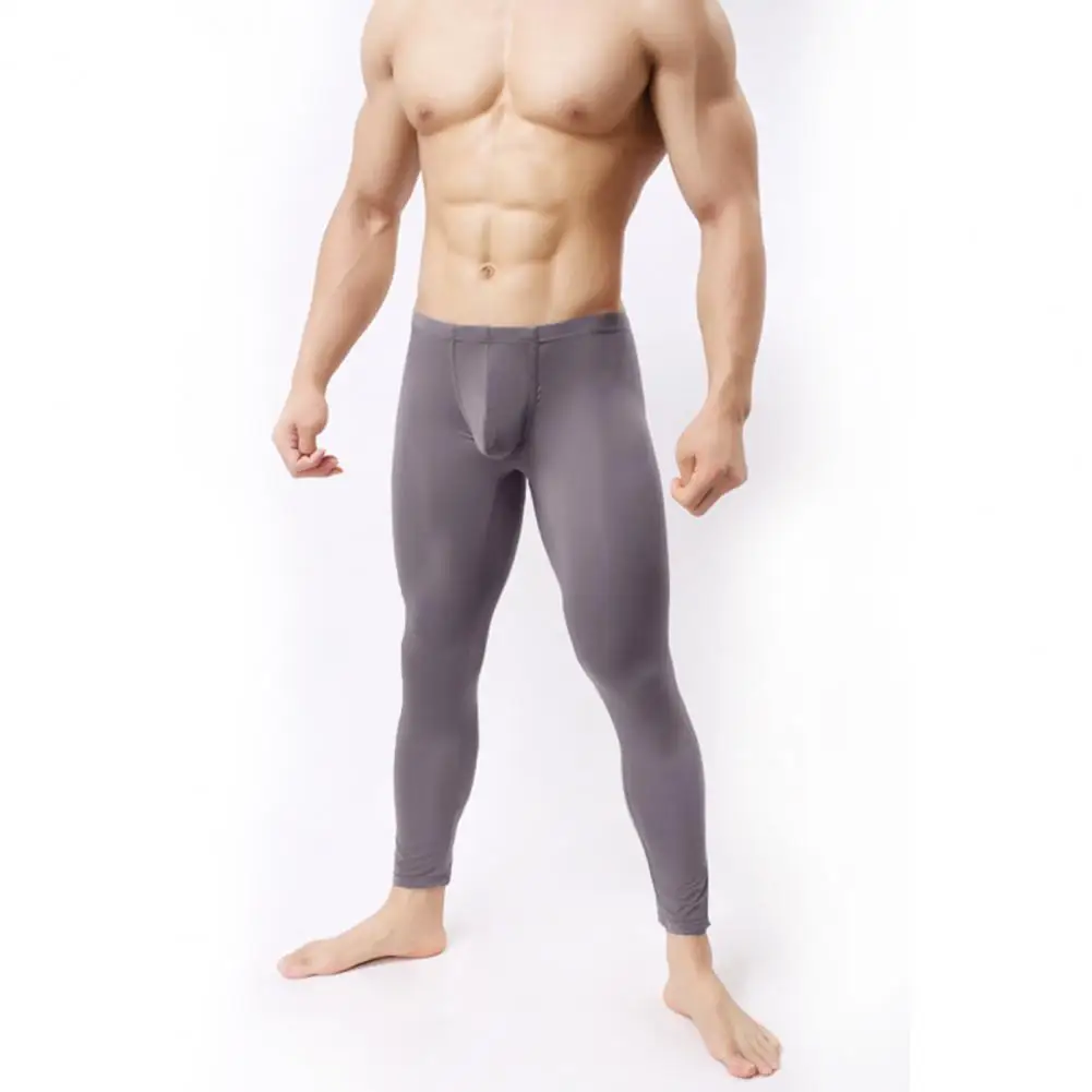 

Men Slim Fit Pants Men's Ultrathin U Pouch Long Johns Leggings High Elasticity Soft Lounge Pants for Home Sleepwear Men