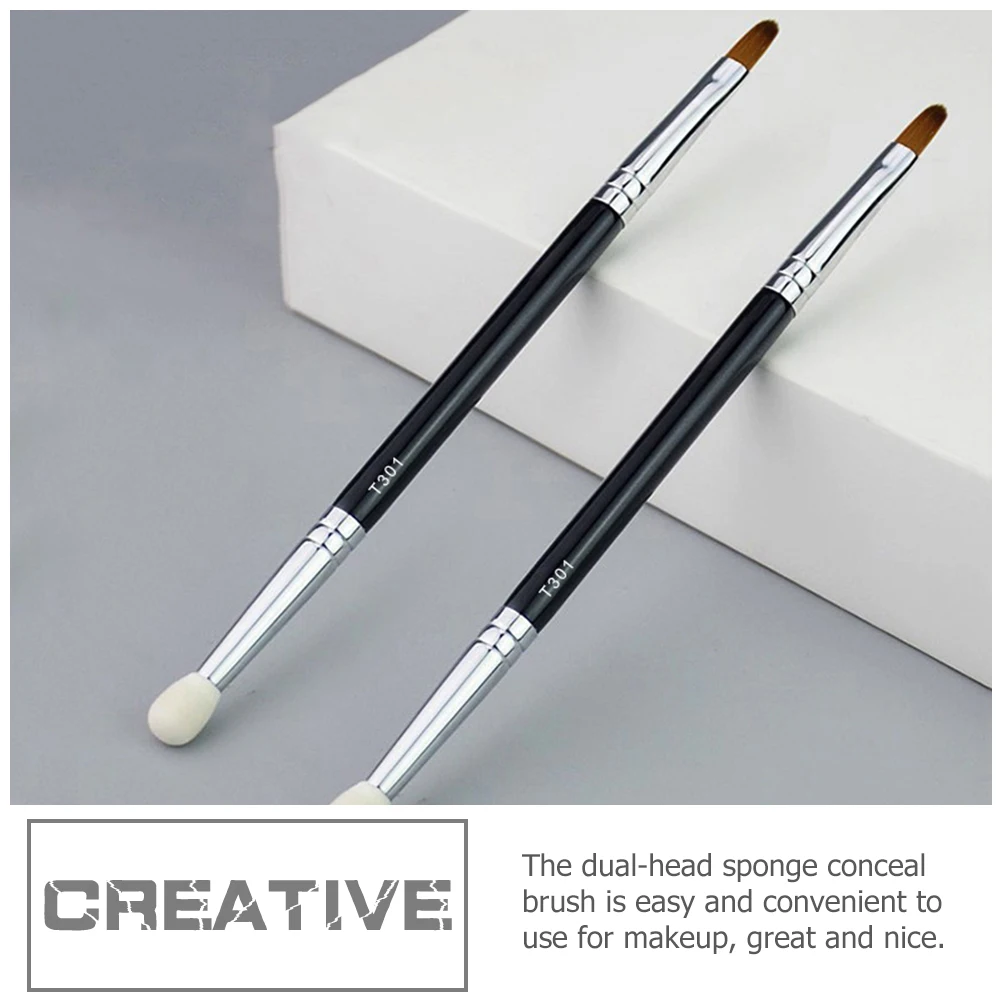3 stks dubbele kop concealerborstel lange tijd gebruik draagbare make-up benodigdheden dual-ended eyeliner spons reiscosmetica borstels