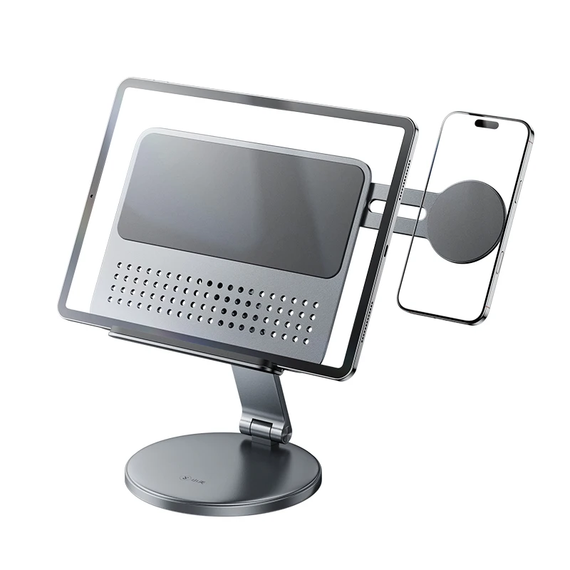 360-Degree rotating aluminum alloy tablet computer bracket, adjustable height desktop bracket