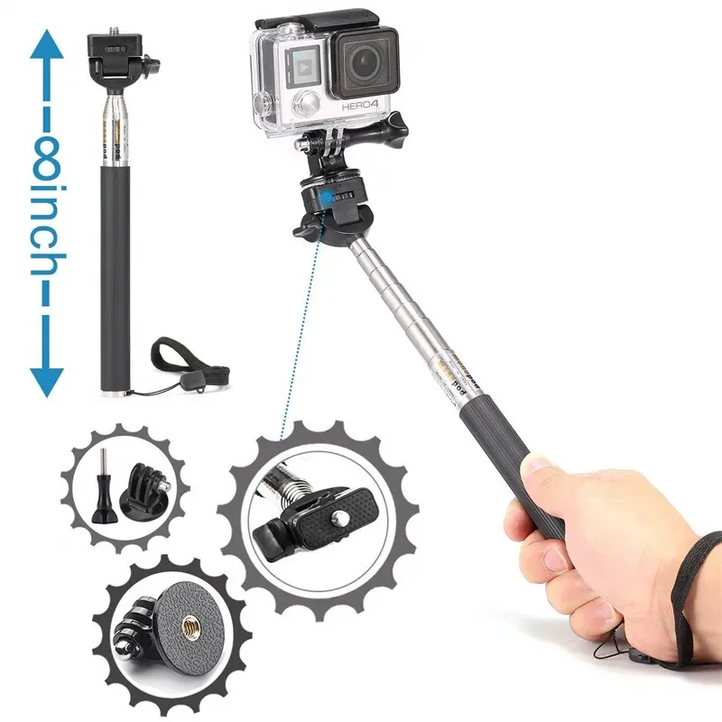 Action Camera Acessórios Kit para Gopro Hero, Head Strap, Wrist Strap, Mount Selfie Stick, Tripé para SJCAM