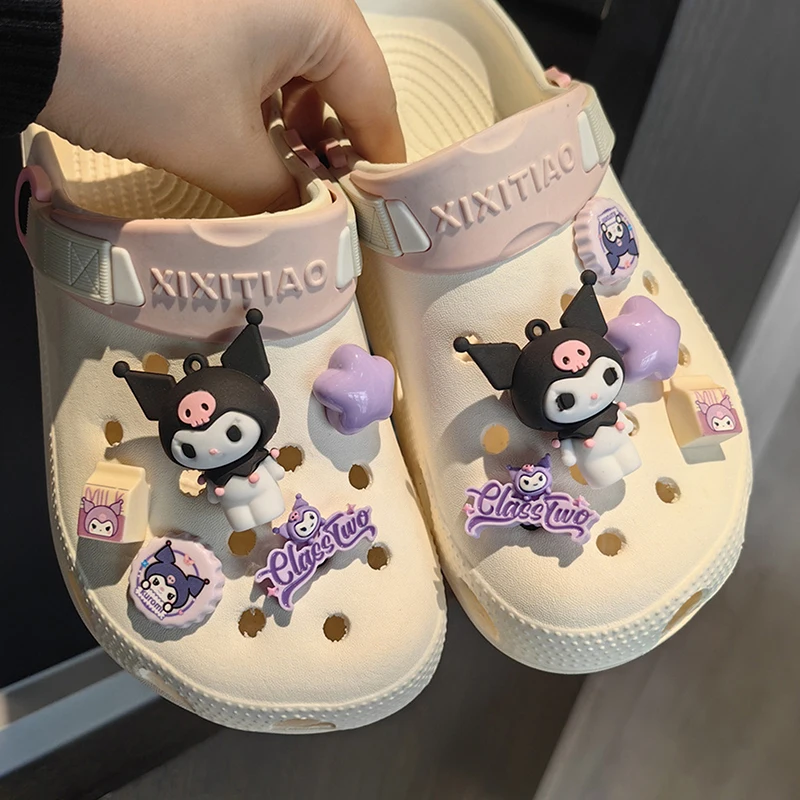 Kawaii Cute Sanrio Hello Kitty Series Shoe Buckle Set Cinnamoroll Kuromi DlY Slippers Accessories Souvenir Kids Girls Women Gift