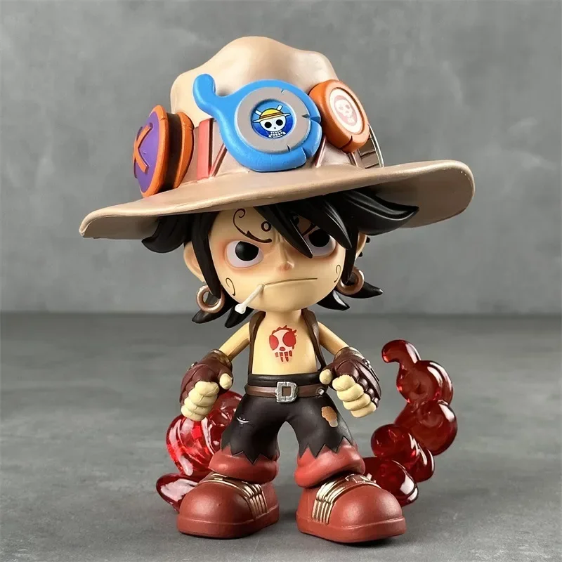 

One Piece Anime GK Q Edition Ace Cowboy Ace Doll Handmade Car Decoration Desktop Accessories Children Holiday Gifts